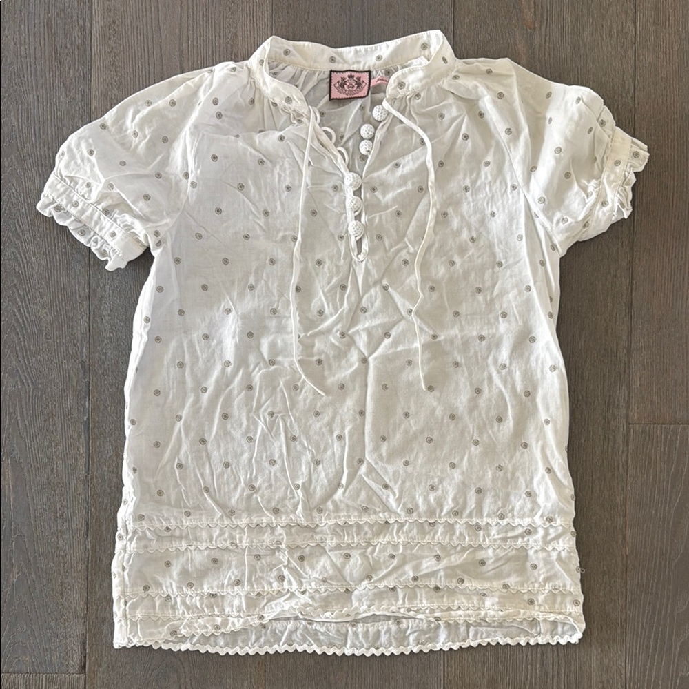 Juicy Couture White Polka Dot Blouse